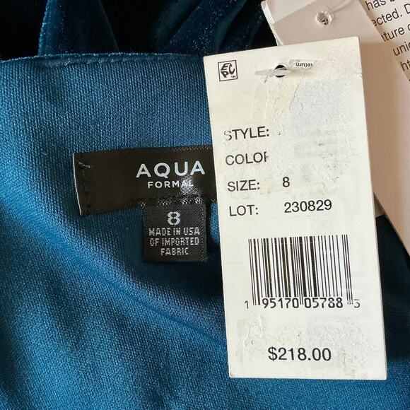 AQUA Velvet Sleeveless Ruched Mini Sheath Cocktail Dress Teal Blue Size 8 - Picture 11 of 13